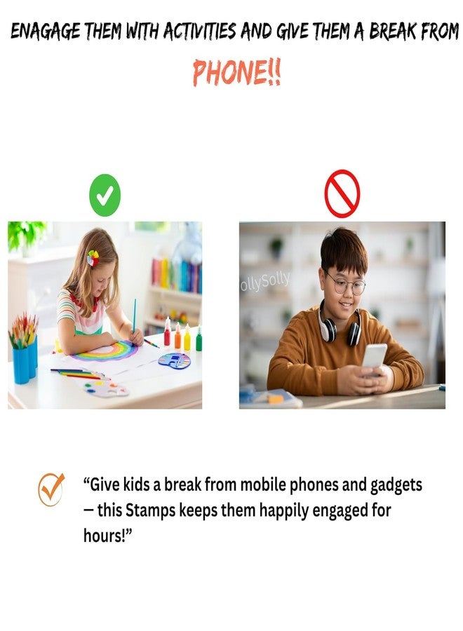 Self Lub Stampers for Kids - 5 Brilliant Colors, Fun Dino Designs, Self-Inking Stamps for Crafts, Party Favors & Learning Activities Pack of 20 PCS - Image 4